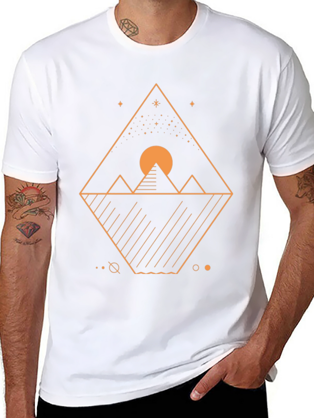 Geometric Pyramid Graphic Tee - Mens Black T-Shirt
