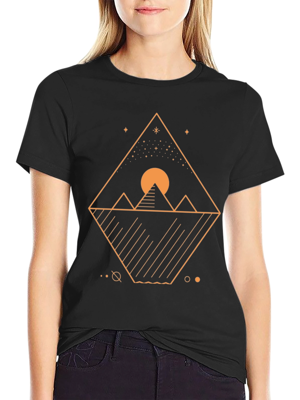 Geometric Pyramid Graphic Tee - Mens Black T-Shirt