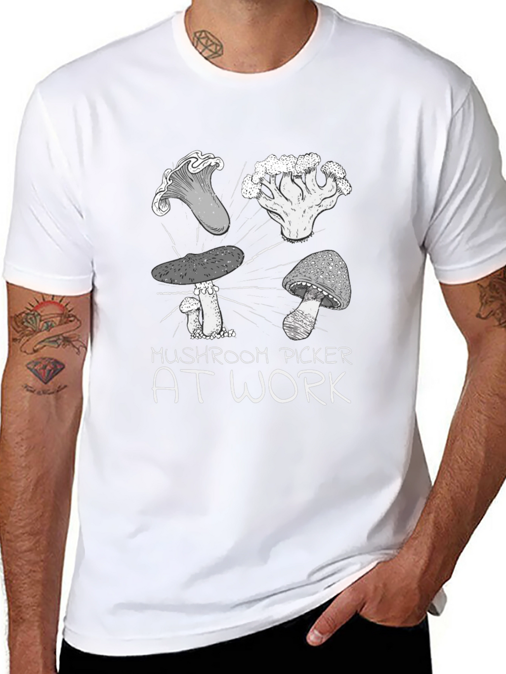Mushroom Picker at Work Graphic Tee
