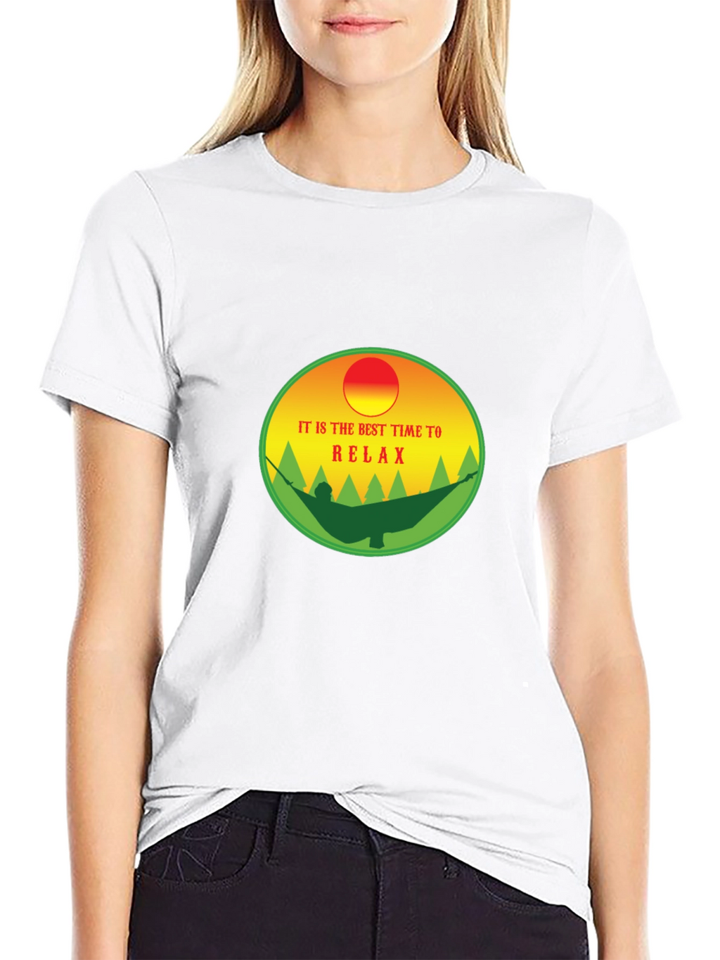 Relax Time T-Shirt: Hammock & Sunset Design
