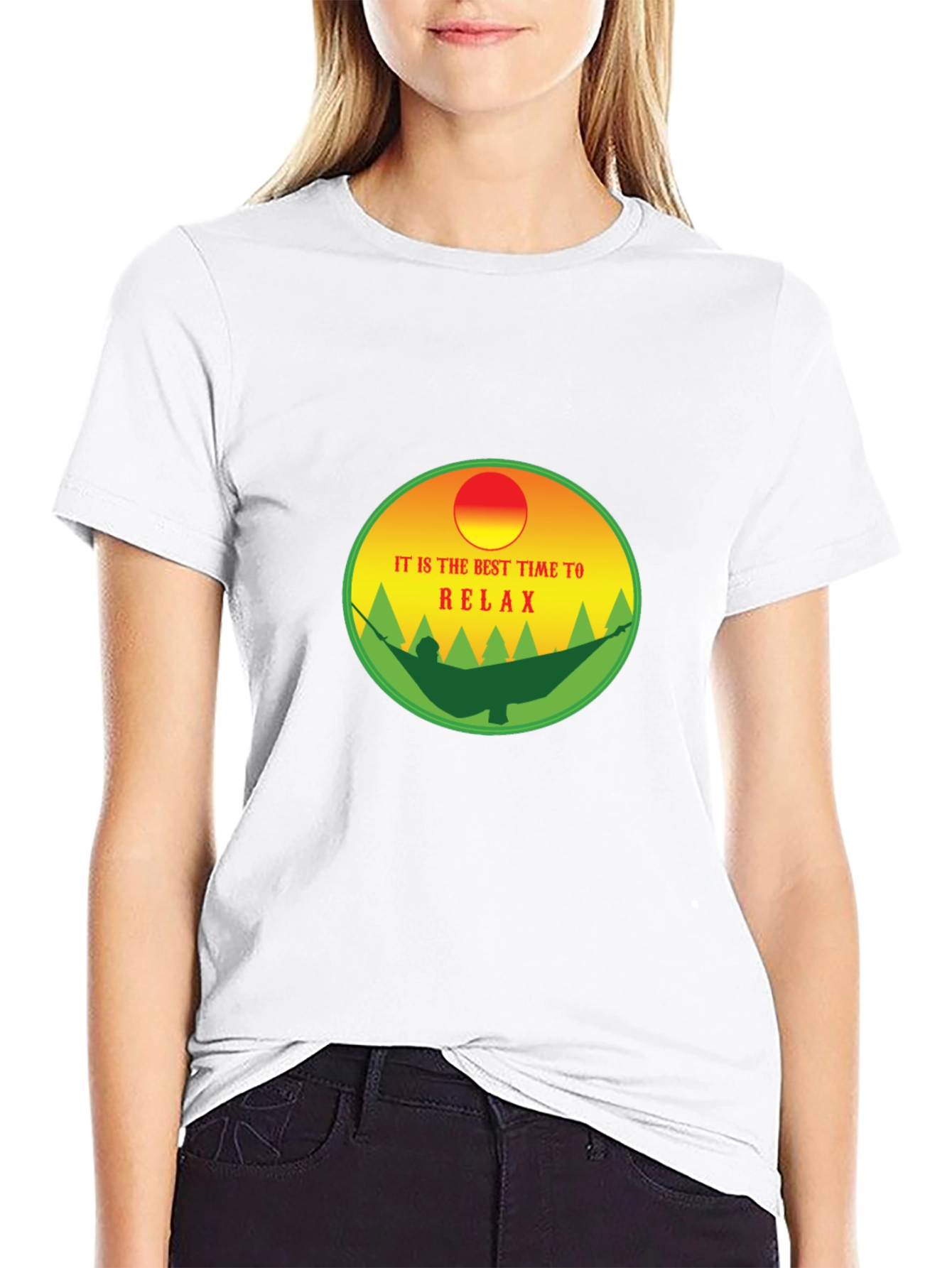 Relax Time T-Shirt: Hammock & Sunset Design