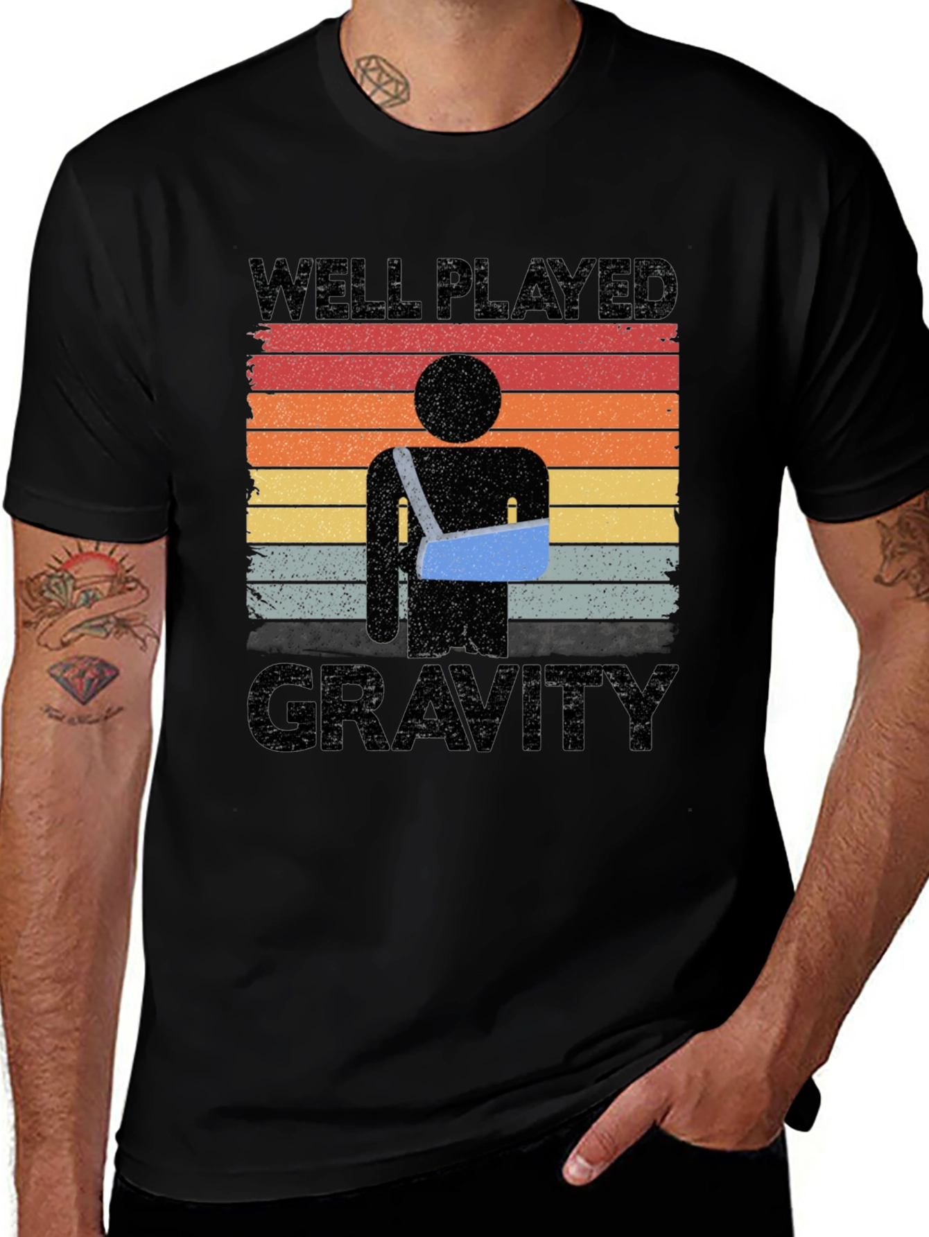 Well Played Gravity T-Shirt - Broken Arm Humor