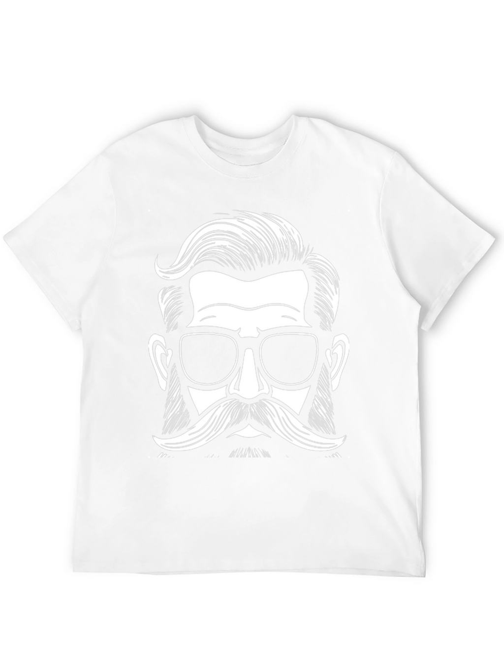 Black Graphic Tee - Retro Hipster with Mustache