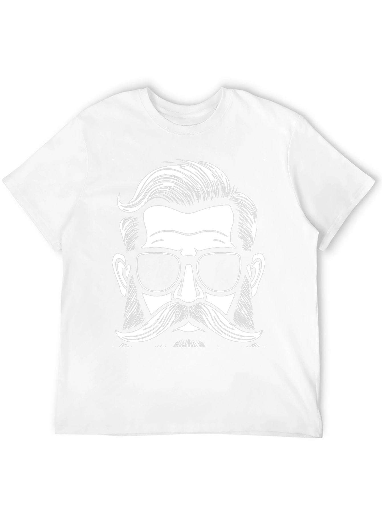 Black Graphic Tee - Retro Hipster with Mustache