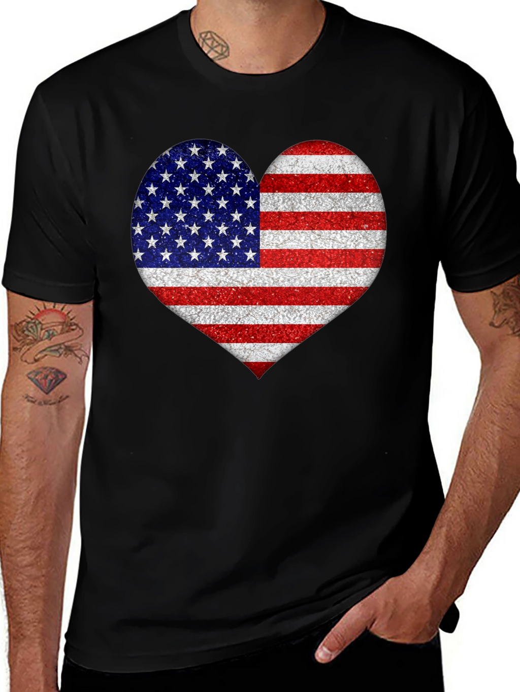 American Flag Heart Graphic T-Shirt
