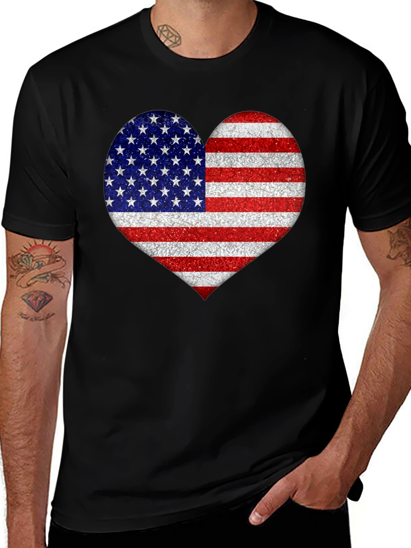 American Flag Heart Graphic T-Shirt