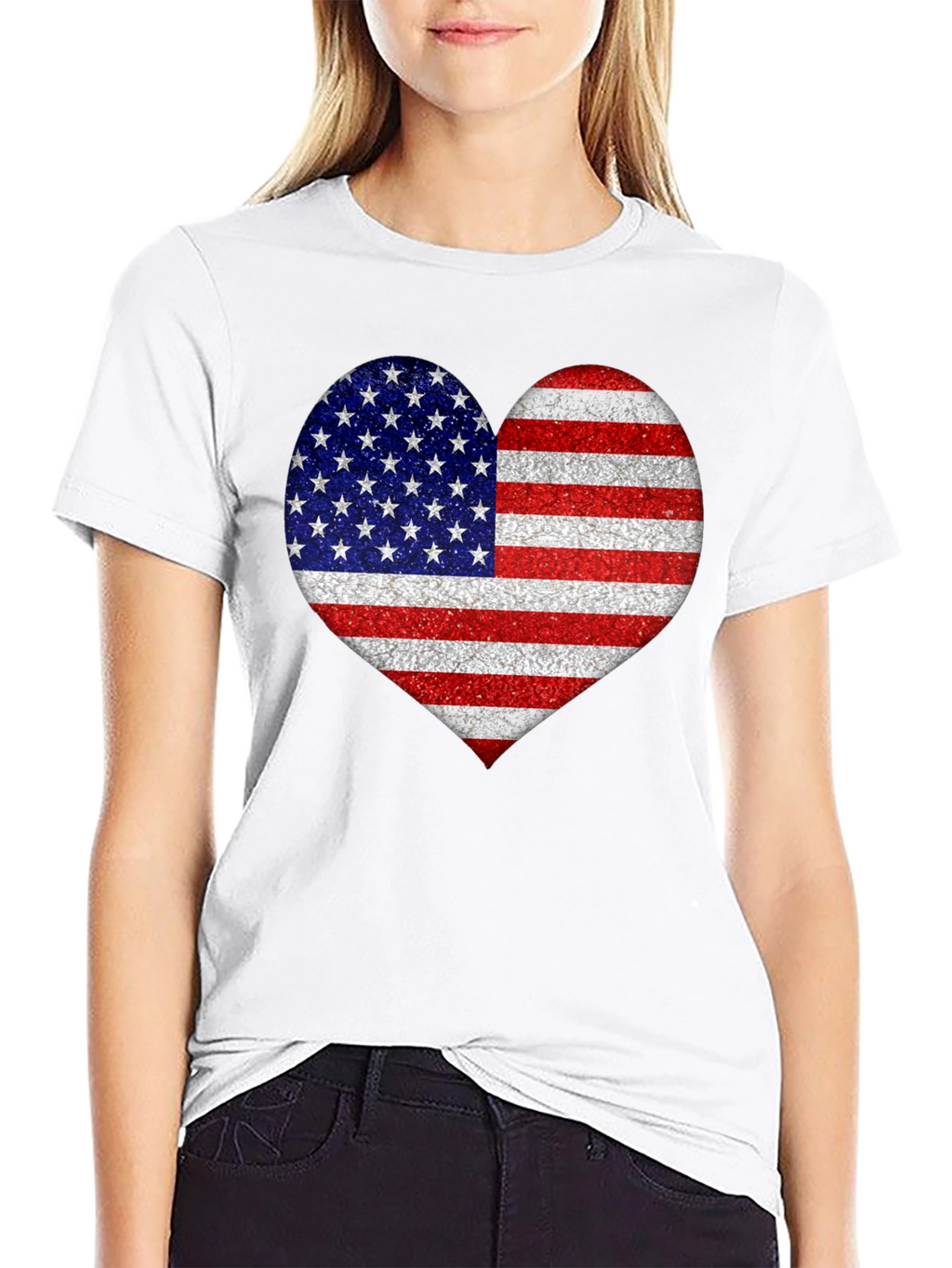 American Flag Heart Graphic T-Shirt