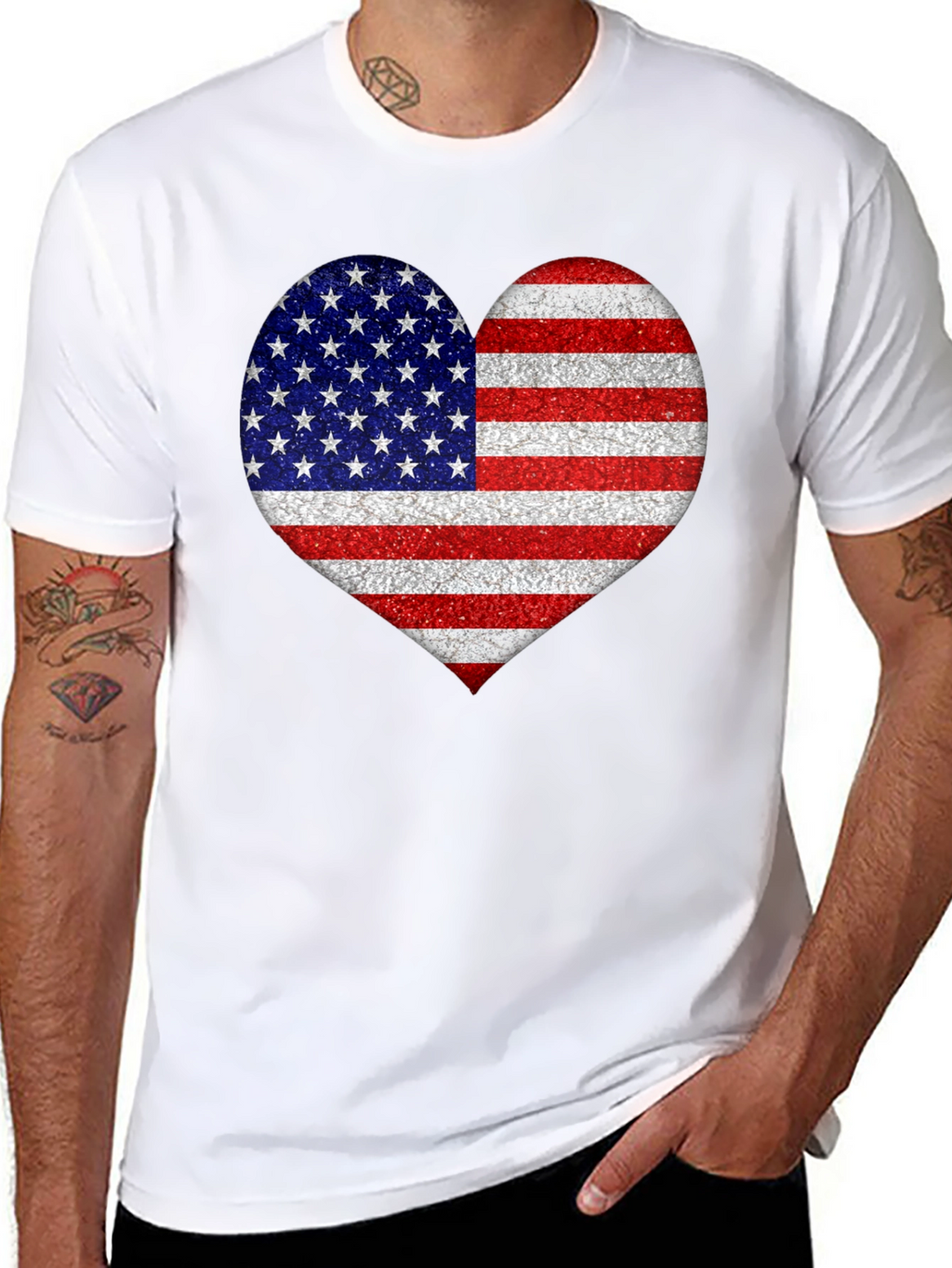American Flag Heart Graphic T-Shirt