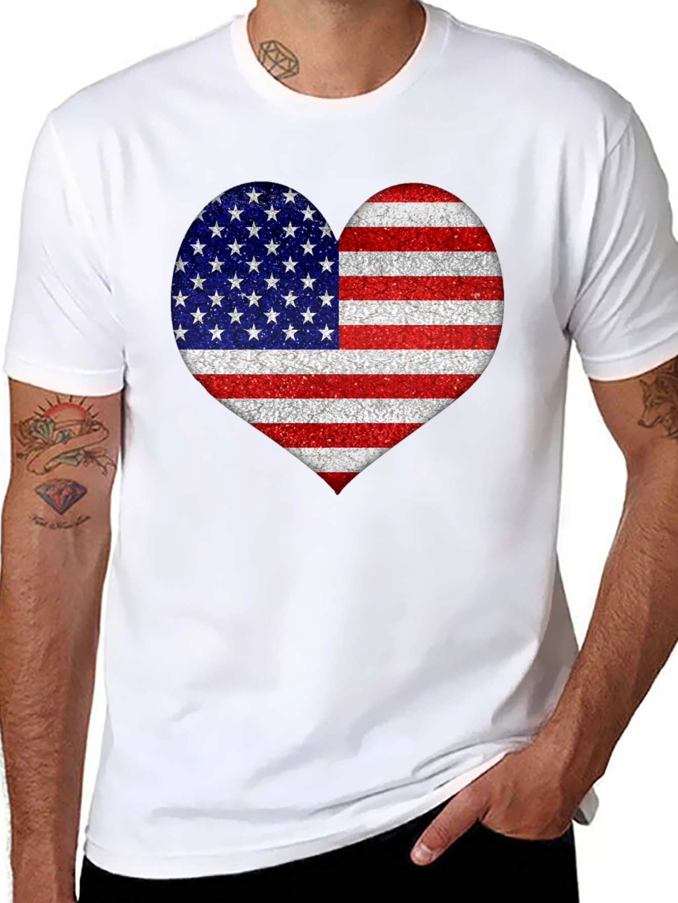 American Flag Heart Graphic T-Shirt