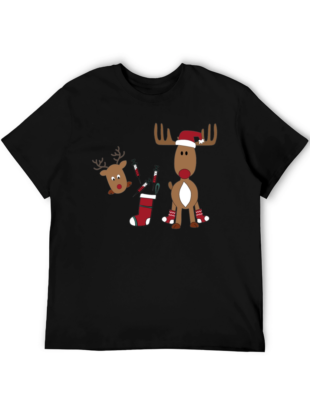 Novelty Christmas Reindeer Vaccine T-Shirt