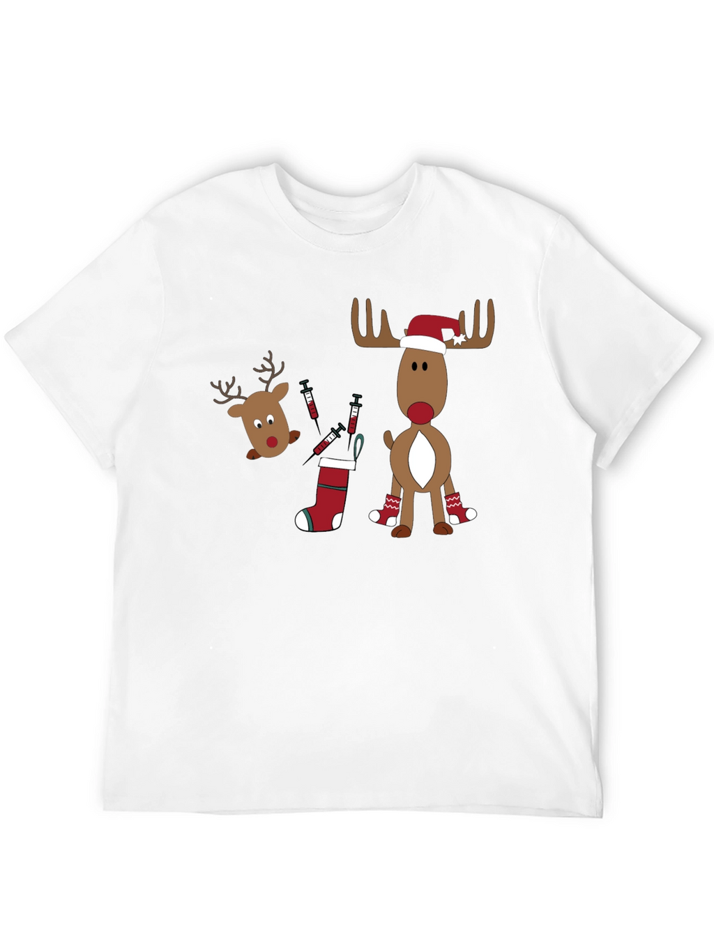 Novelty Christmas Reindeer Vaccine T-Shirt