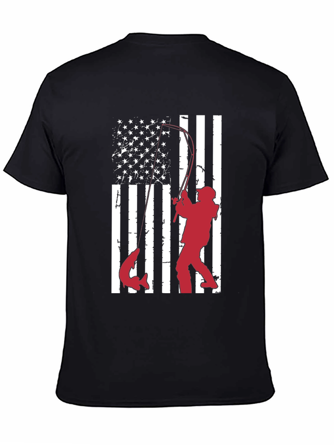 Fishing American Flag Graphic T-Shirt