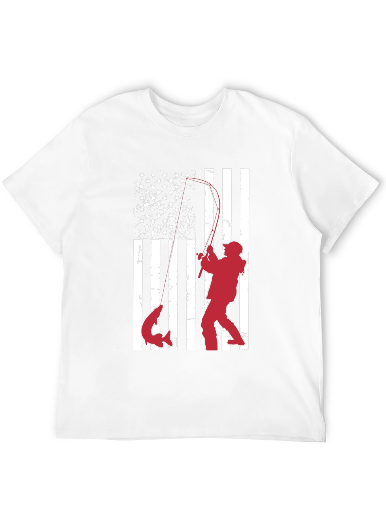 Fishing American Flag Graphic T-Shirt