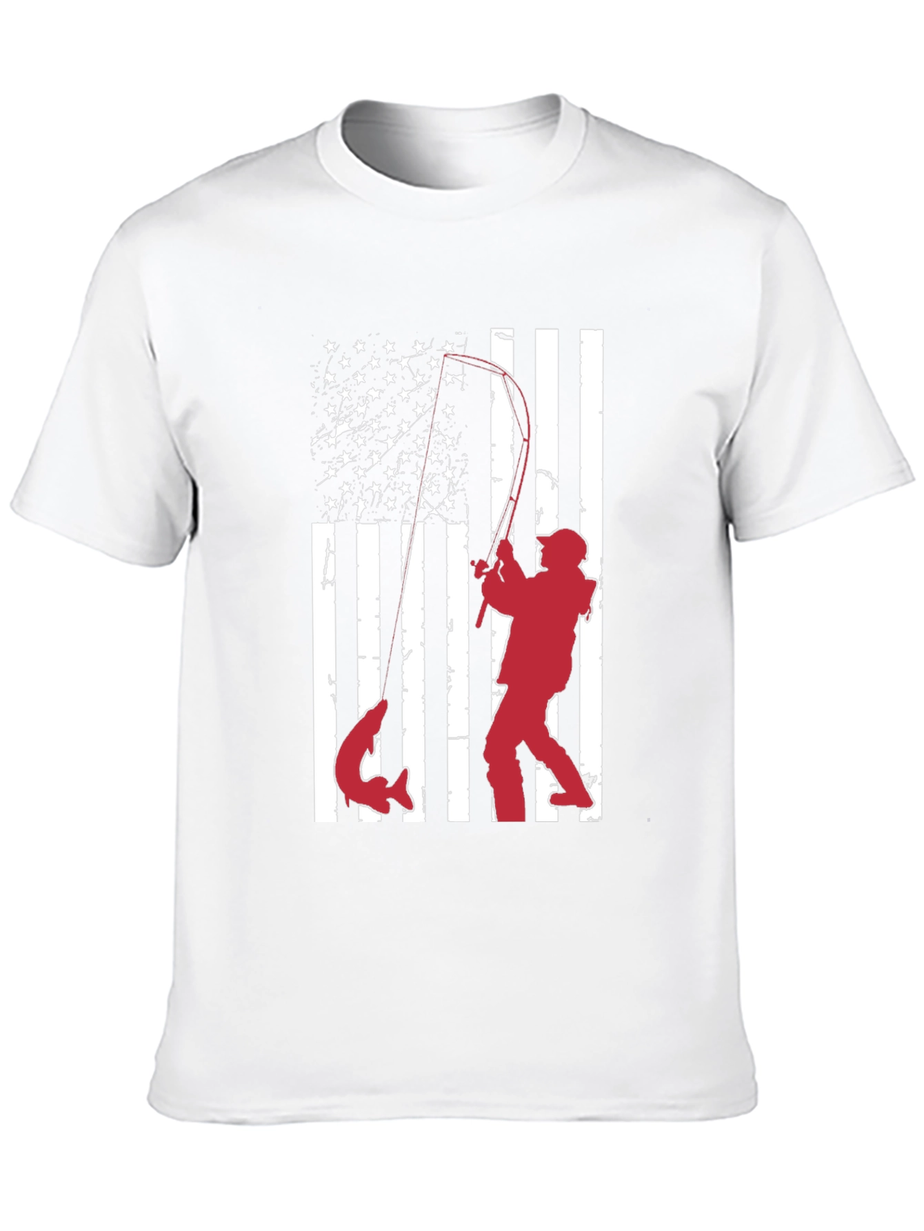 Fishing American Flag Graphic T-Shirt