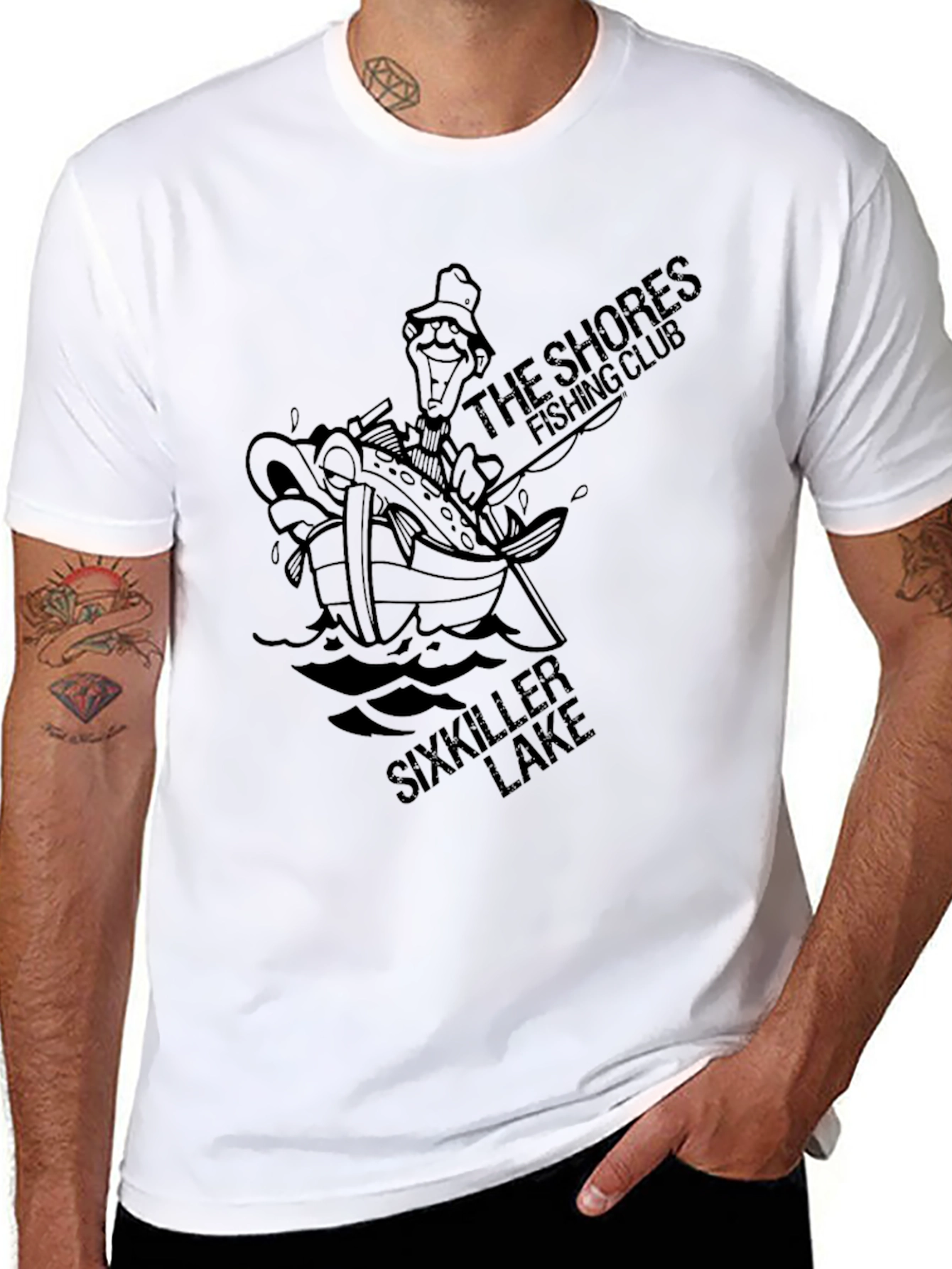 Sixkiller Lake Fishing Club Graphic Tee - Black
