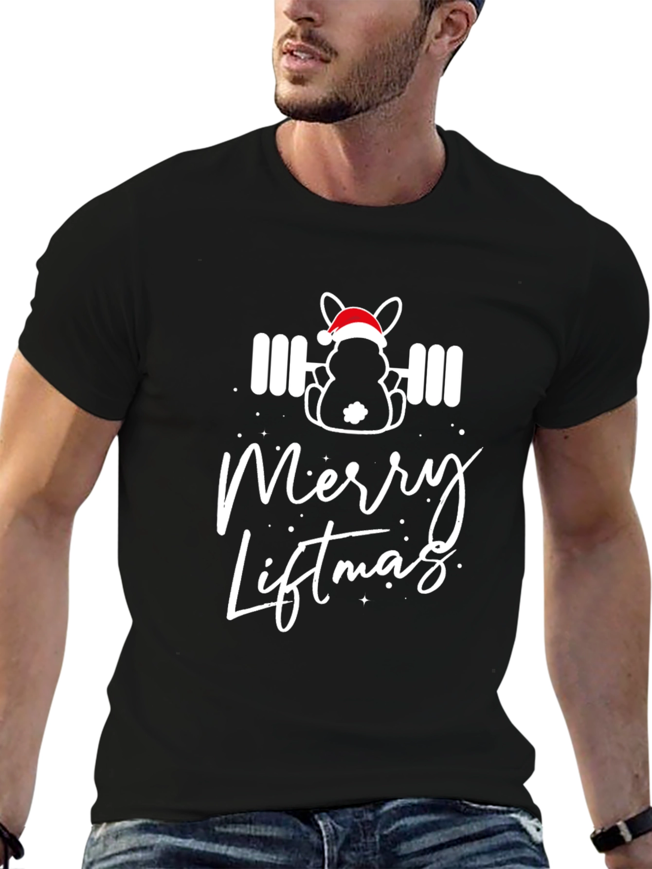 Merry Liftmas Black T-Shirt - Festive Workout Apparel