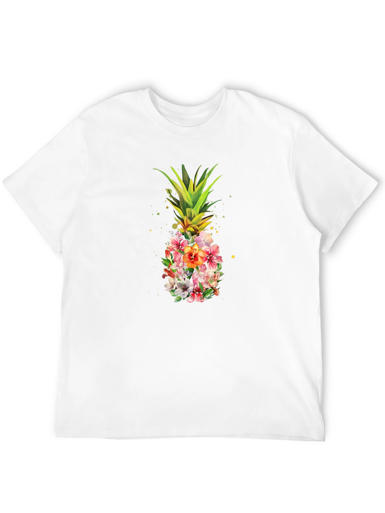 Floral Pineapple Graphic T-Shirt - Black