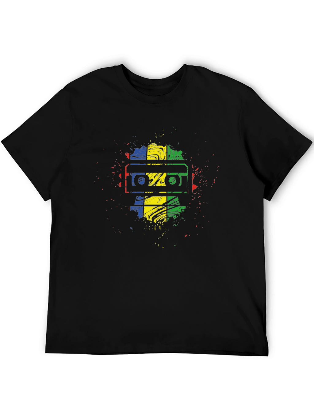 Retro Cassette Tape Graphic Tee - Black Cotton Shirt