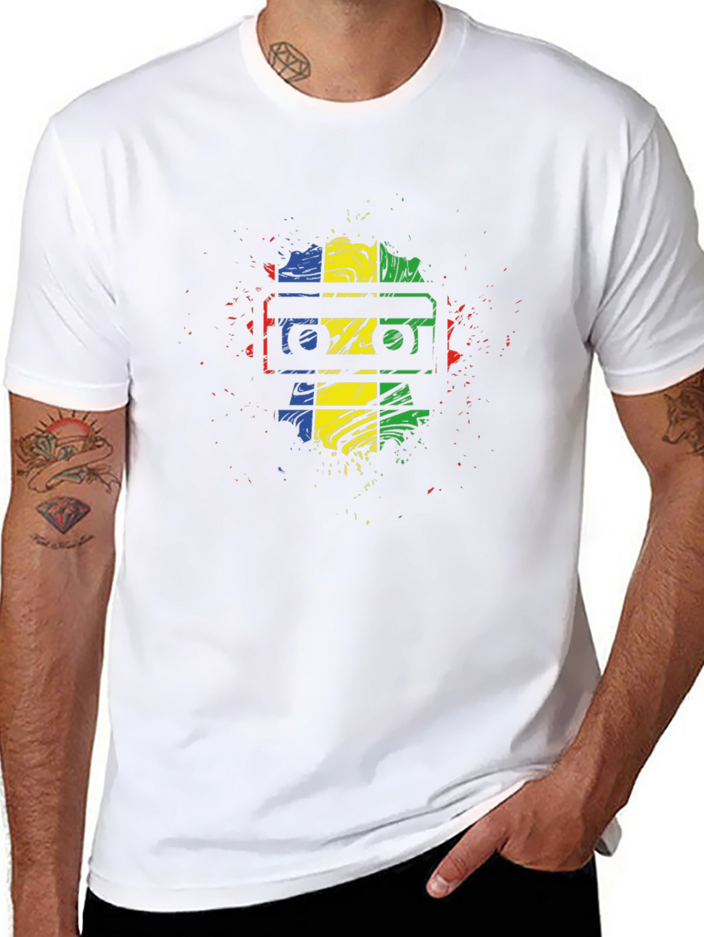 Retro Cassette Tape Graphic Tee - Black Cotton Shirt