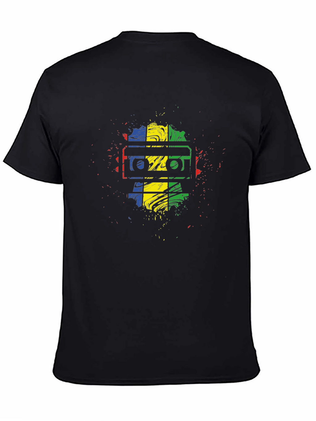 Retro Cassette Tape Graphic Tee - Black Cotton Shirt