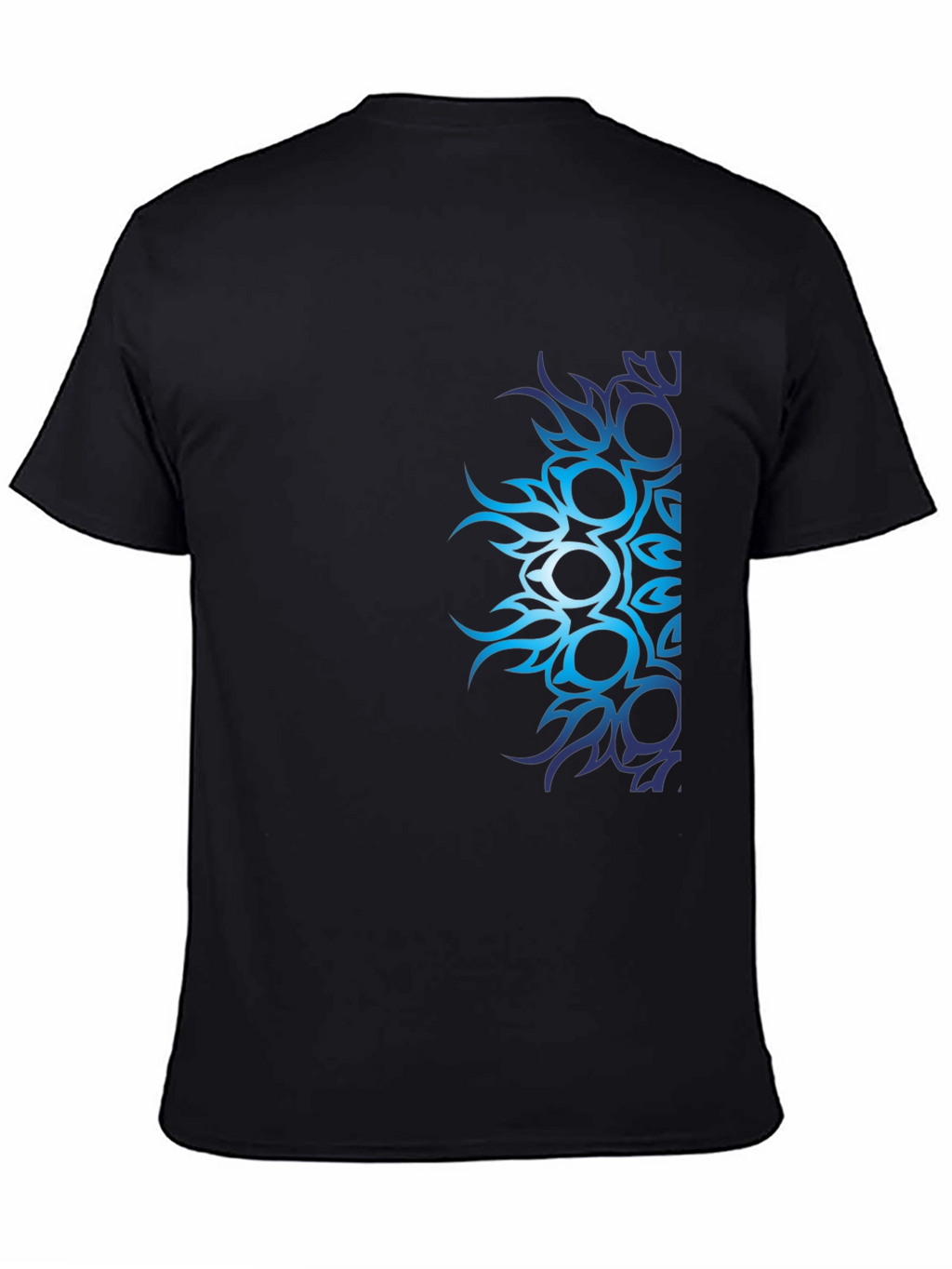 Mens Black T-Shirt with Blue Tribal Design