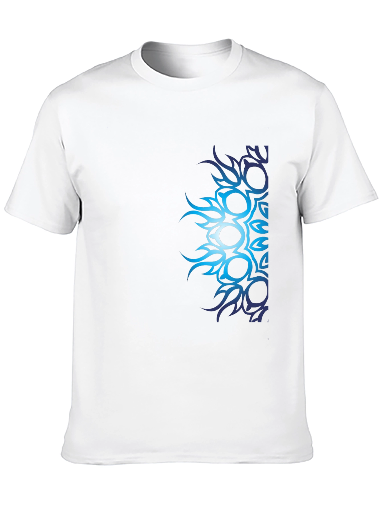 Mens Black T-Shirt with Blue Tribal Design