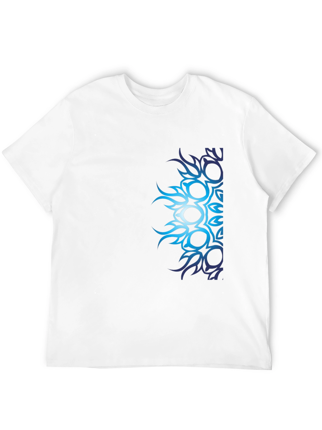 Mens Black T-Shirt with Blue Tribal Design