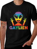 Gaylien Rainbow Alien Graphic T-Shirt