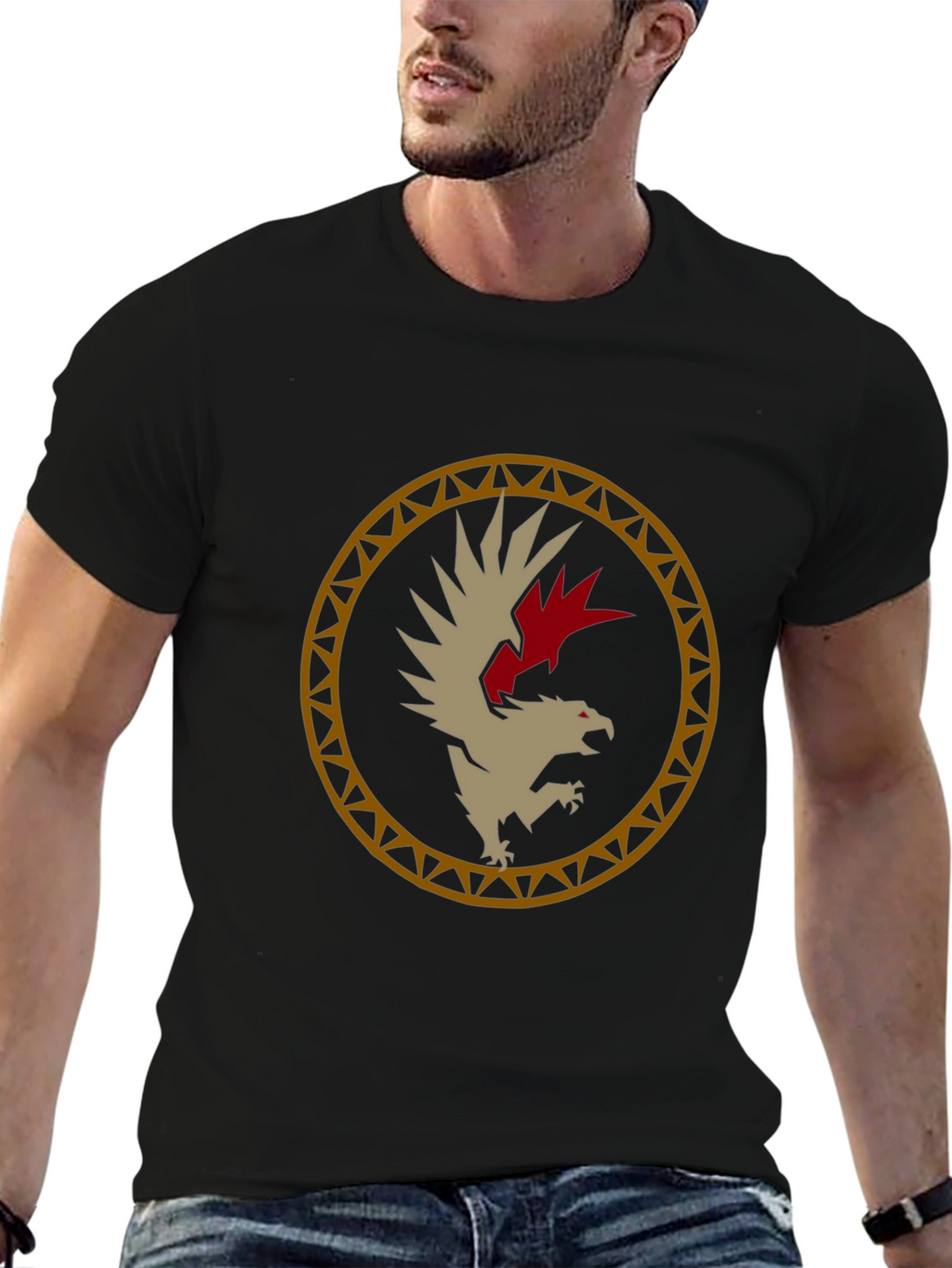 Eagle Emblem Graphic Tee - Stylish Black T-Shirt