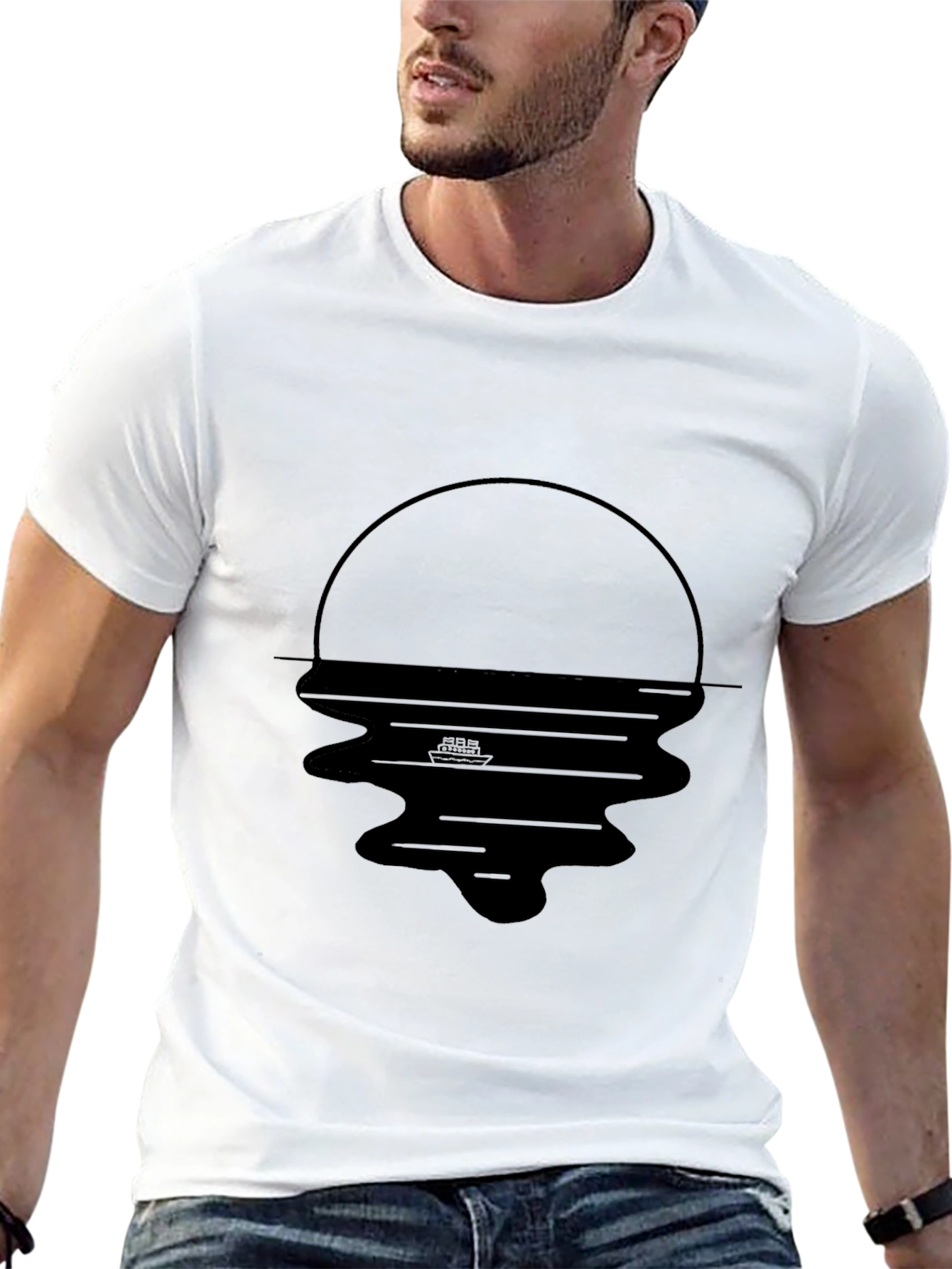 Black Graphic Tee - Sunset Reflection