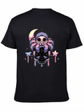 Cute Spider on Skull Graphic T-Shirt - Black