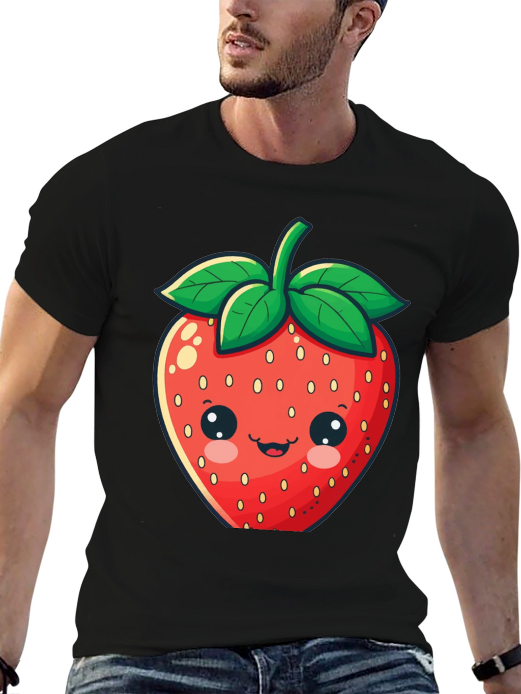 Cute Strawberry Graphic Tee - Unisex Black T-Shirt