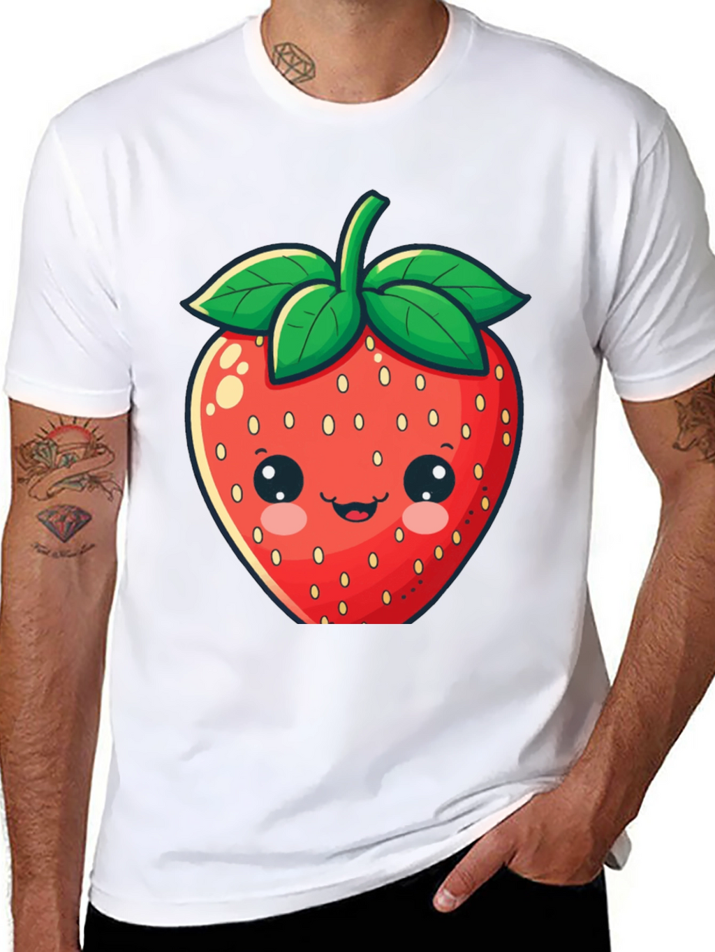 Cute Strawberry Graphic Tee - Unisex Black T-Shirt