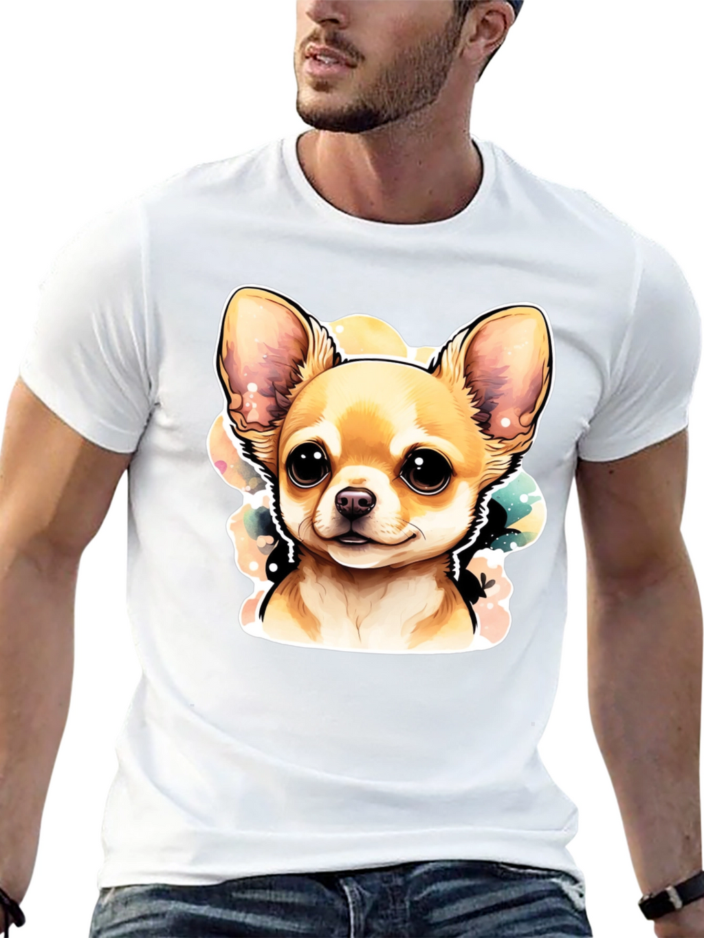 Cute Chihuahua Dog Graphic Black T-Shirt