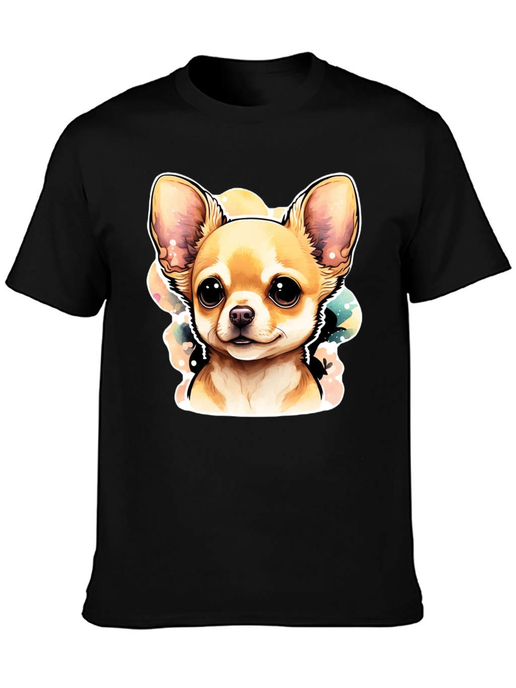 Cute Chihuahua Dog Graphic Black T-Shirt