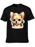 Cute Chihuahua Dog Graphic Black T-Shirt