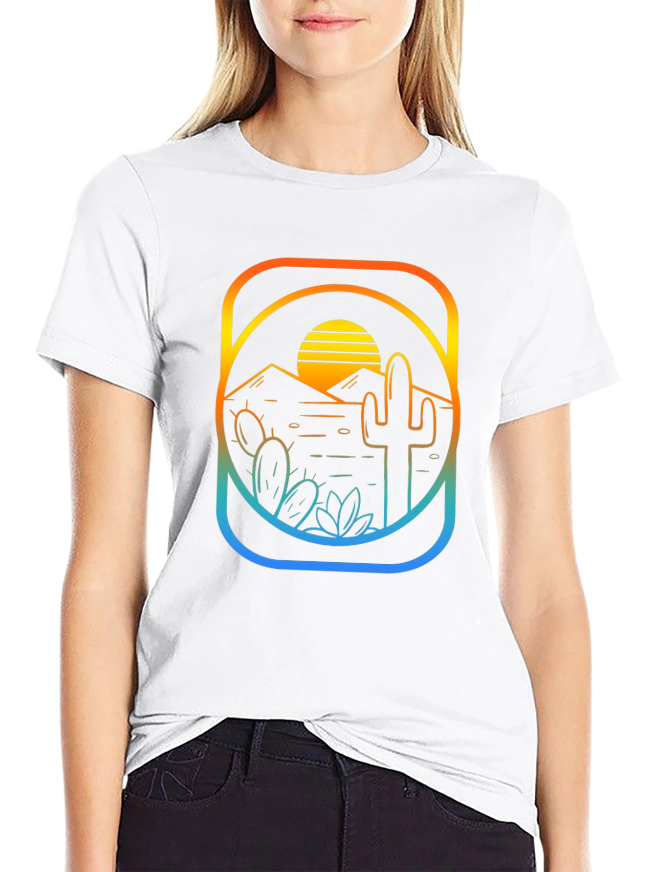 Sunset Cactus Graphic T-Shirt - Desert Vibes