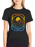 Sunset Cactus Graphic T-Shirt - Desert Vibes