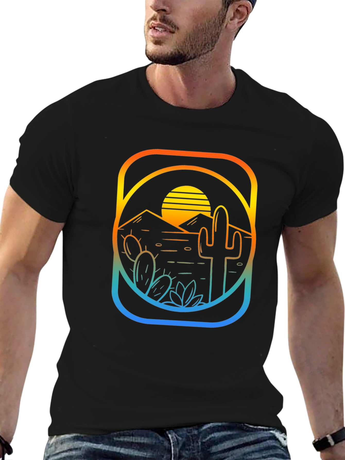 Sunset Cactus Graphic T-Shirt - Desert Vibes