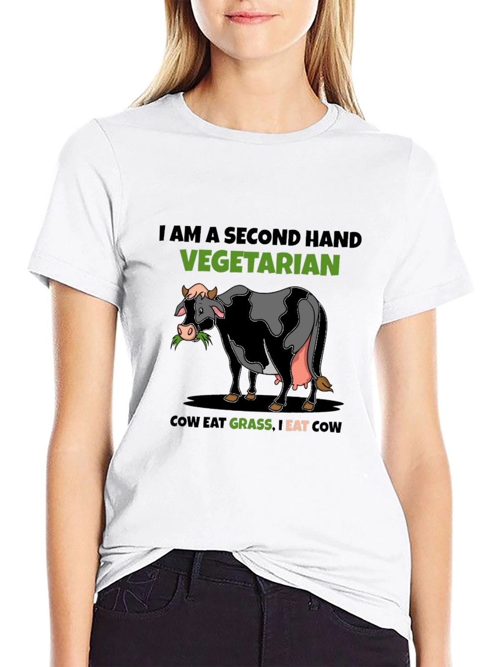 Second-Hand Vegetarian Graphic Tee - Eat Cow