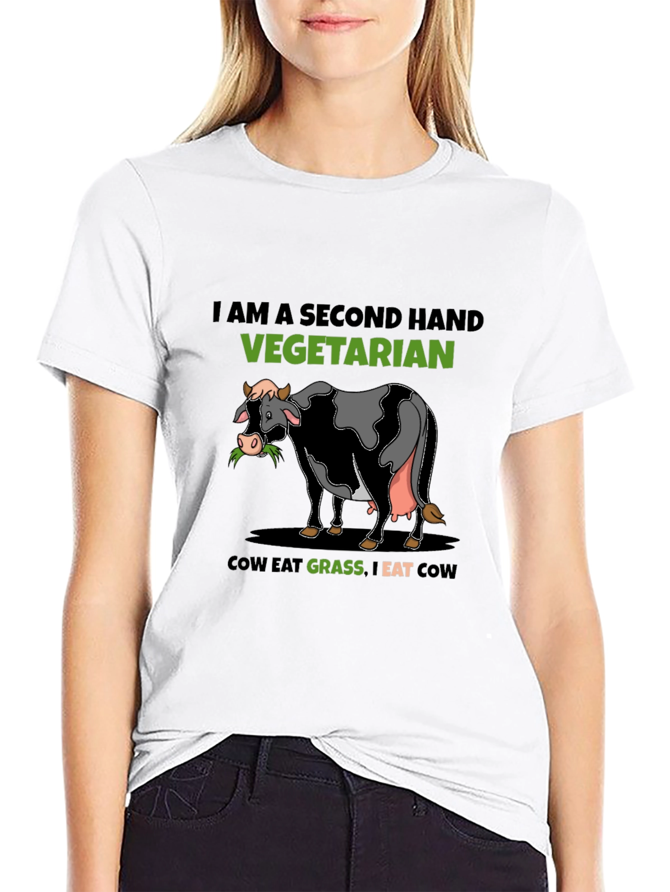 Second-Hand Vegetarian Graphic Tee - Eat Cow