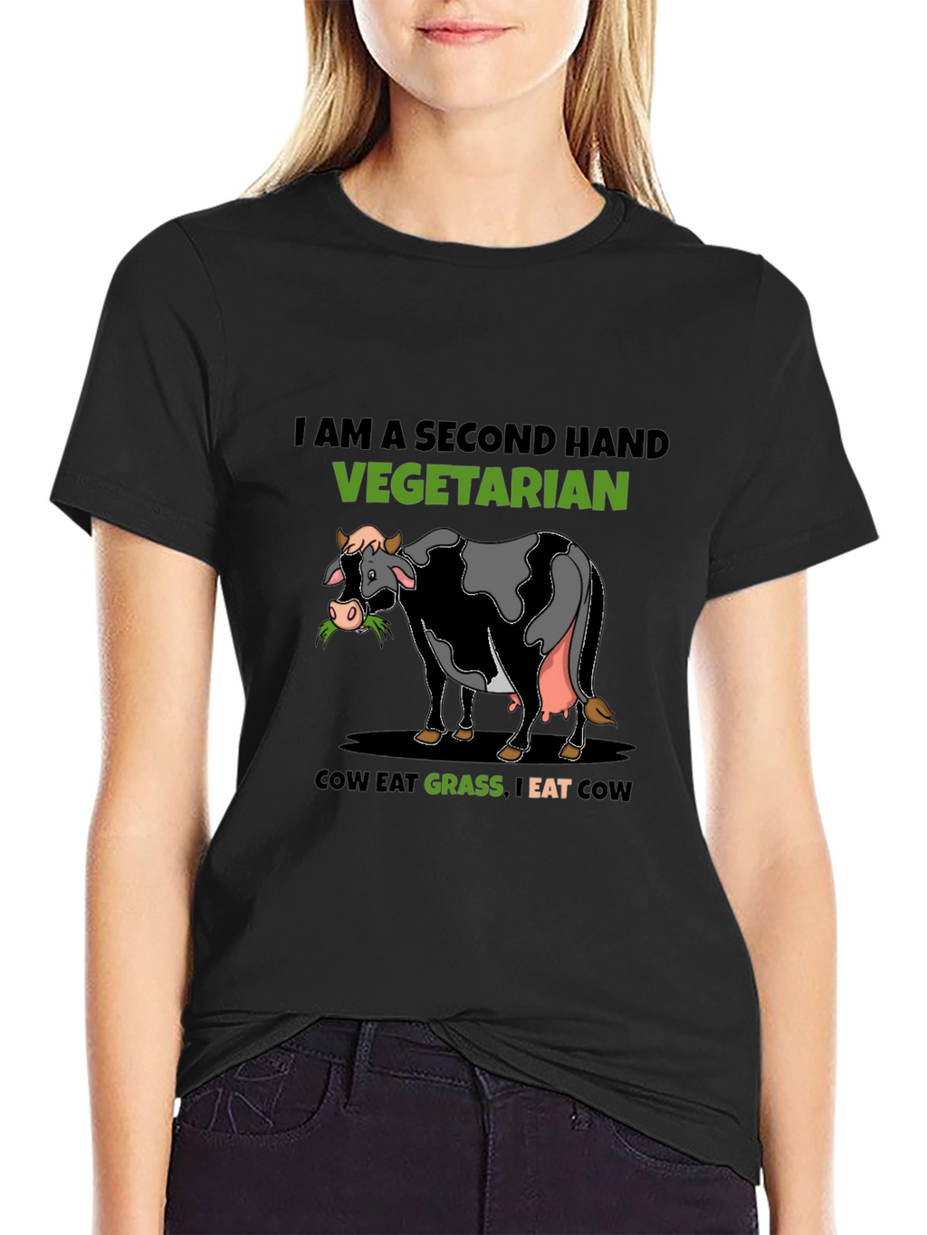 Second-Hand Vegetarian Graphic Tee - Eat Cow