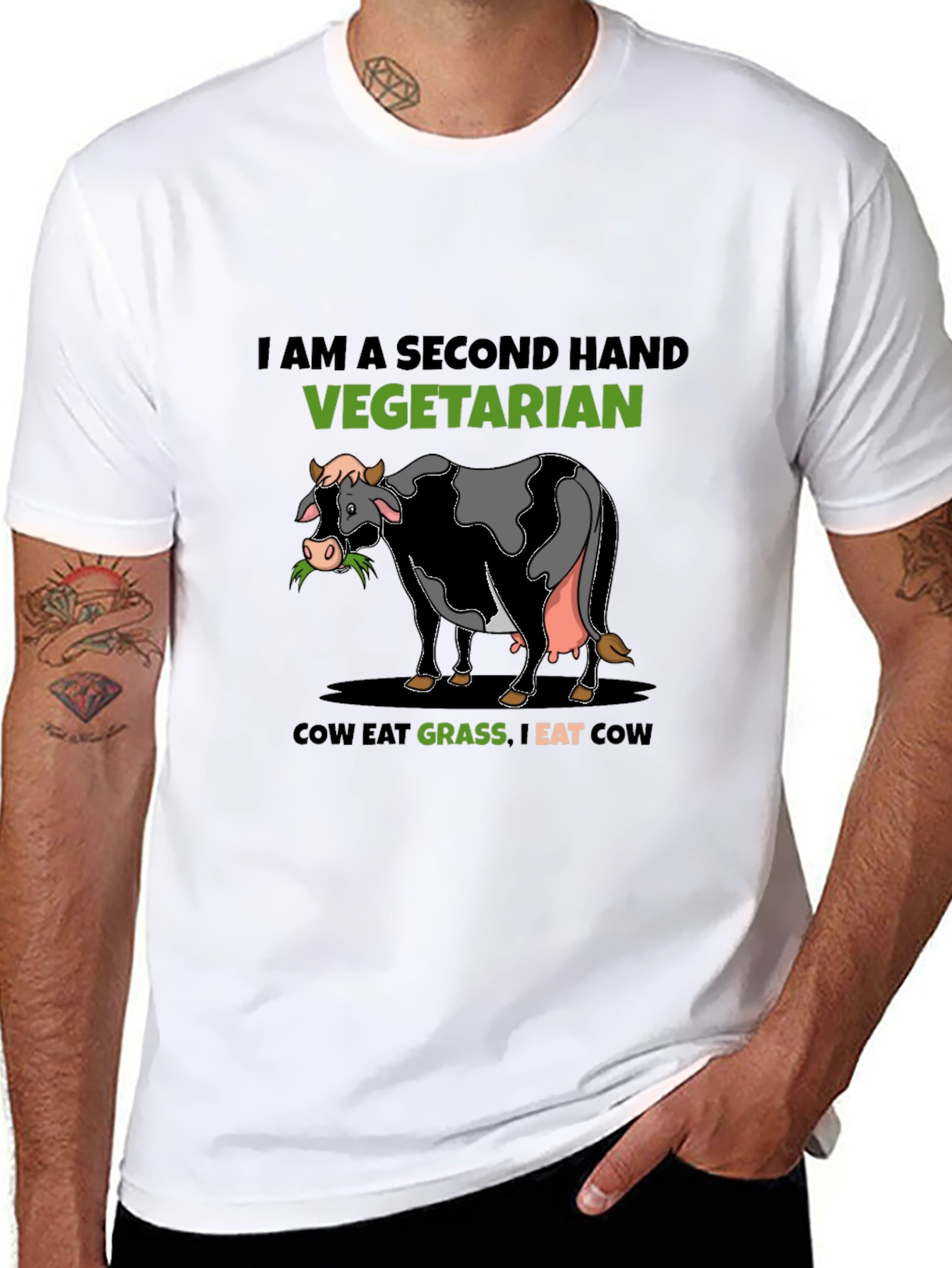 Second-Hand Vegetarian Graphic Tee - Eat Cow