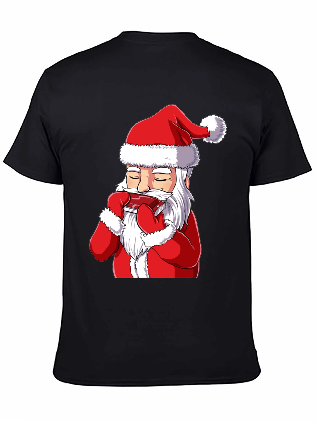 Santa Claus Harmonica Player Graphic T-Shirt