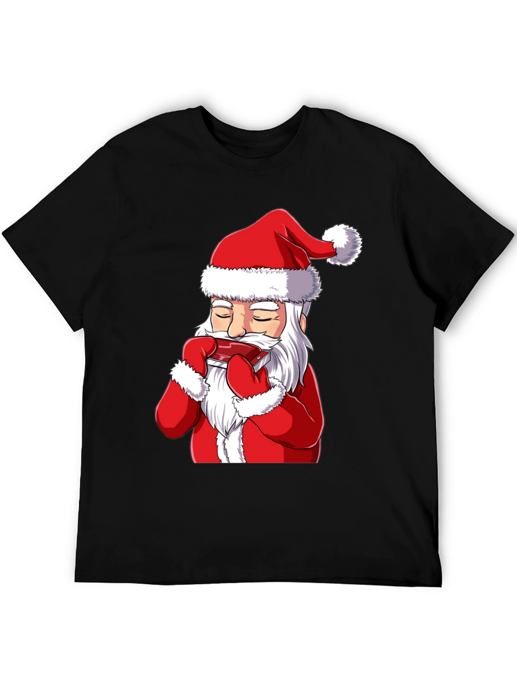 Santa Claus Harmonica Player Graphic T-Shirt