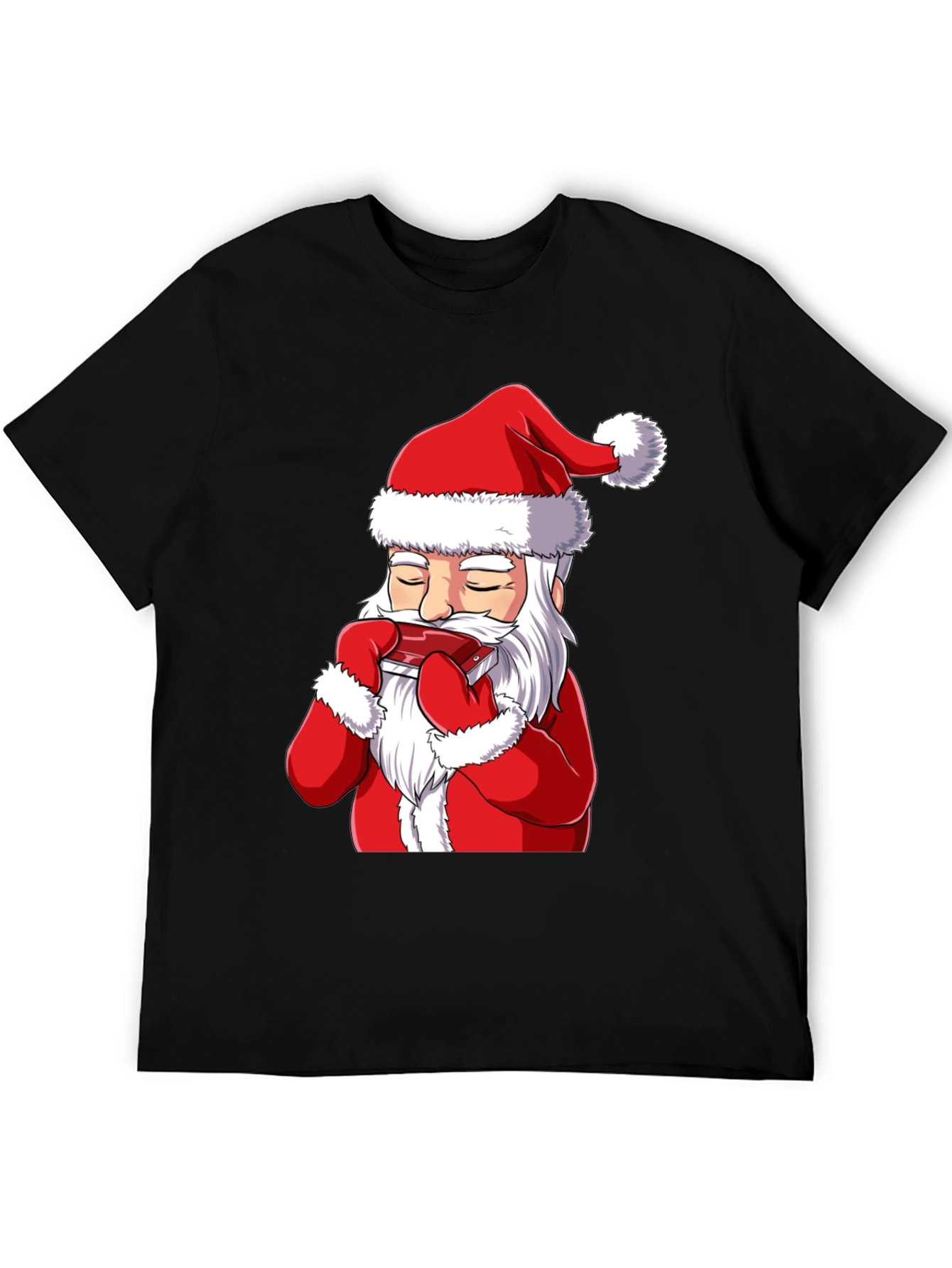 Santa Claus Harmonica Player Graphic T-Shirt