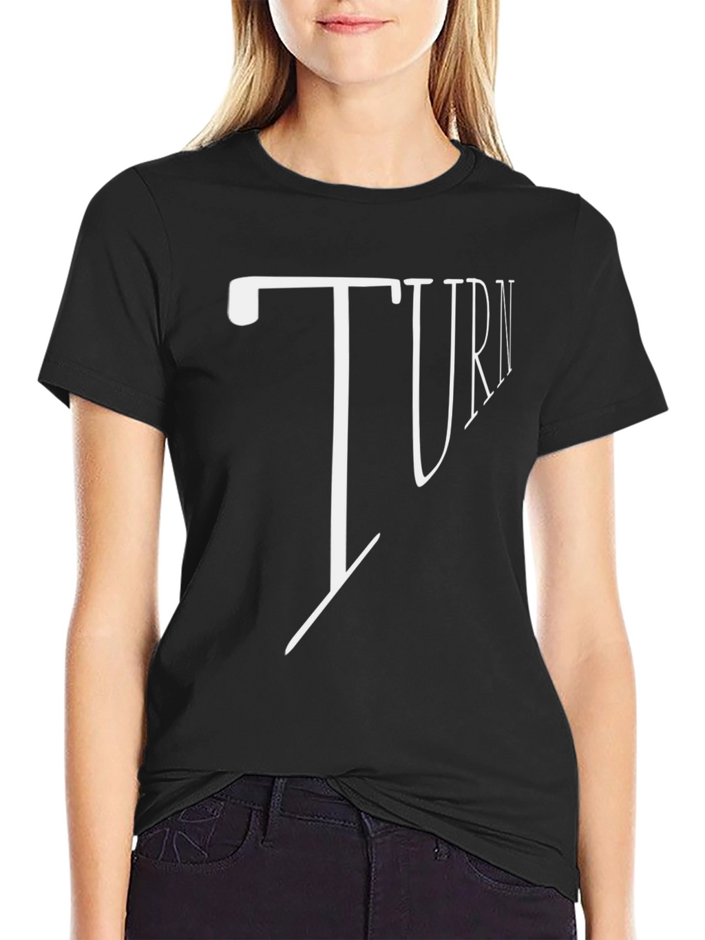 Turn Graphic Print Black T-Shirt