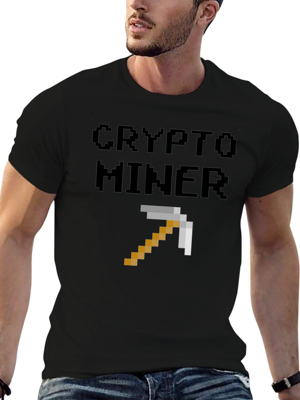 Crypto Miner Pixel Art Black T-Shirt