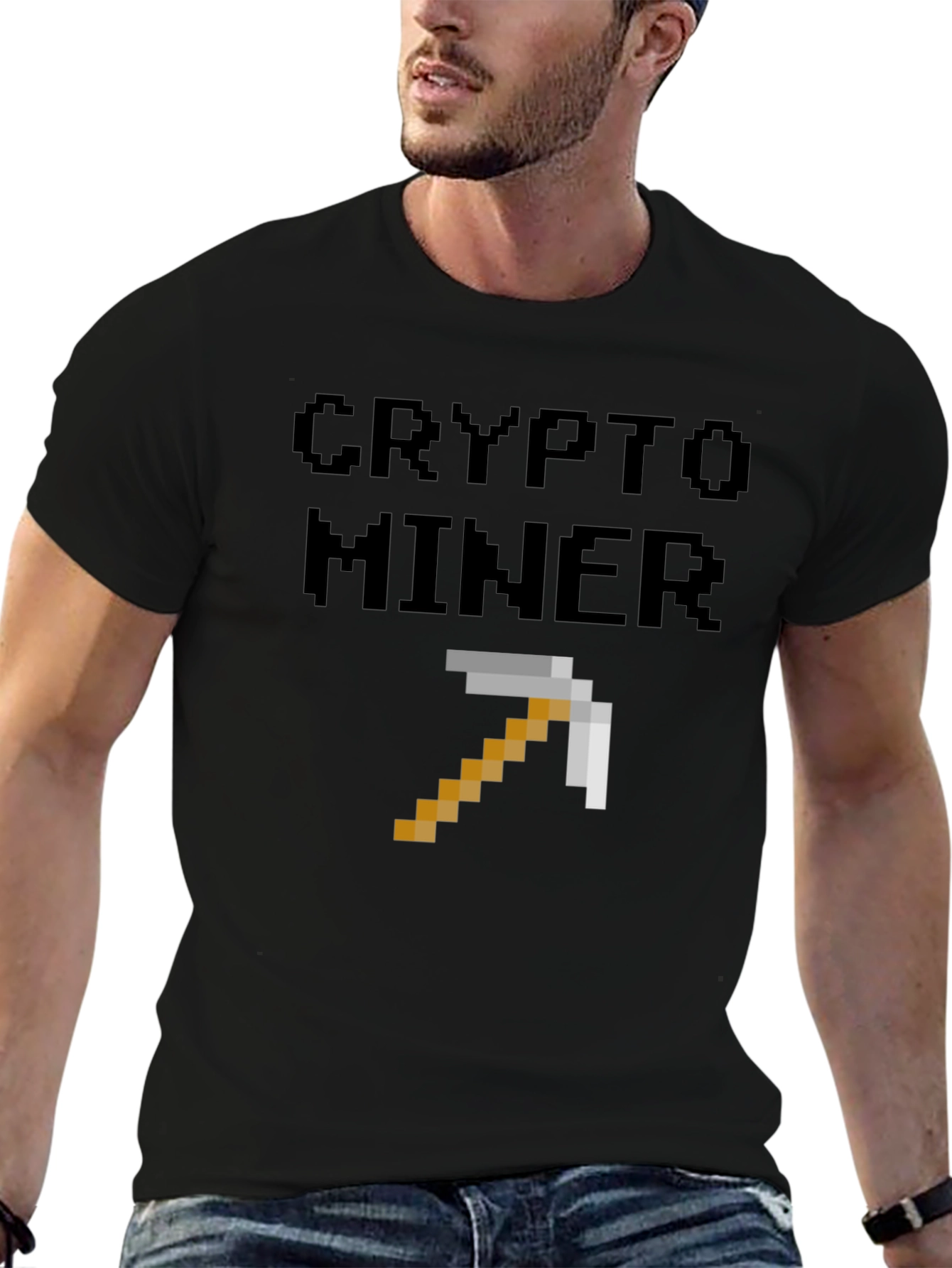 Crypto Miner Pixel Art Black T-Shirt