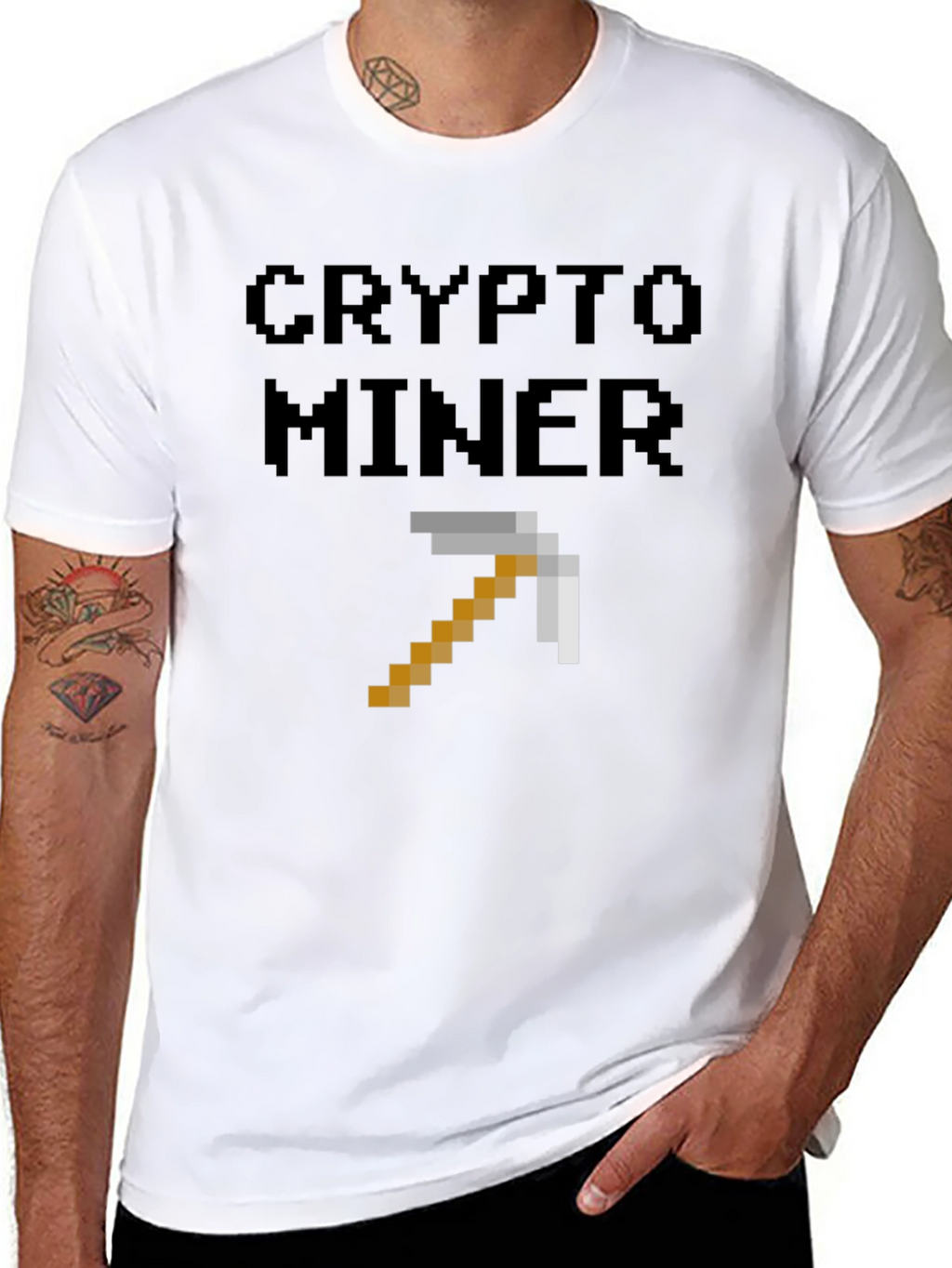 Crypto Miner Pixel Art Black T-Shirt